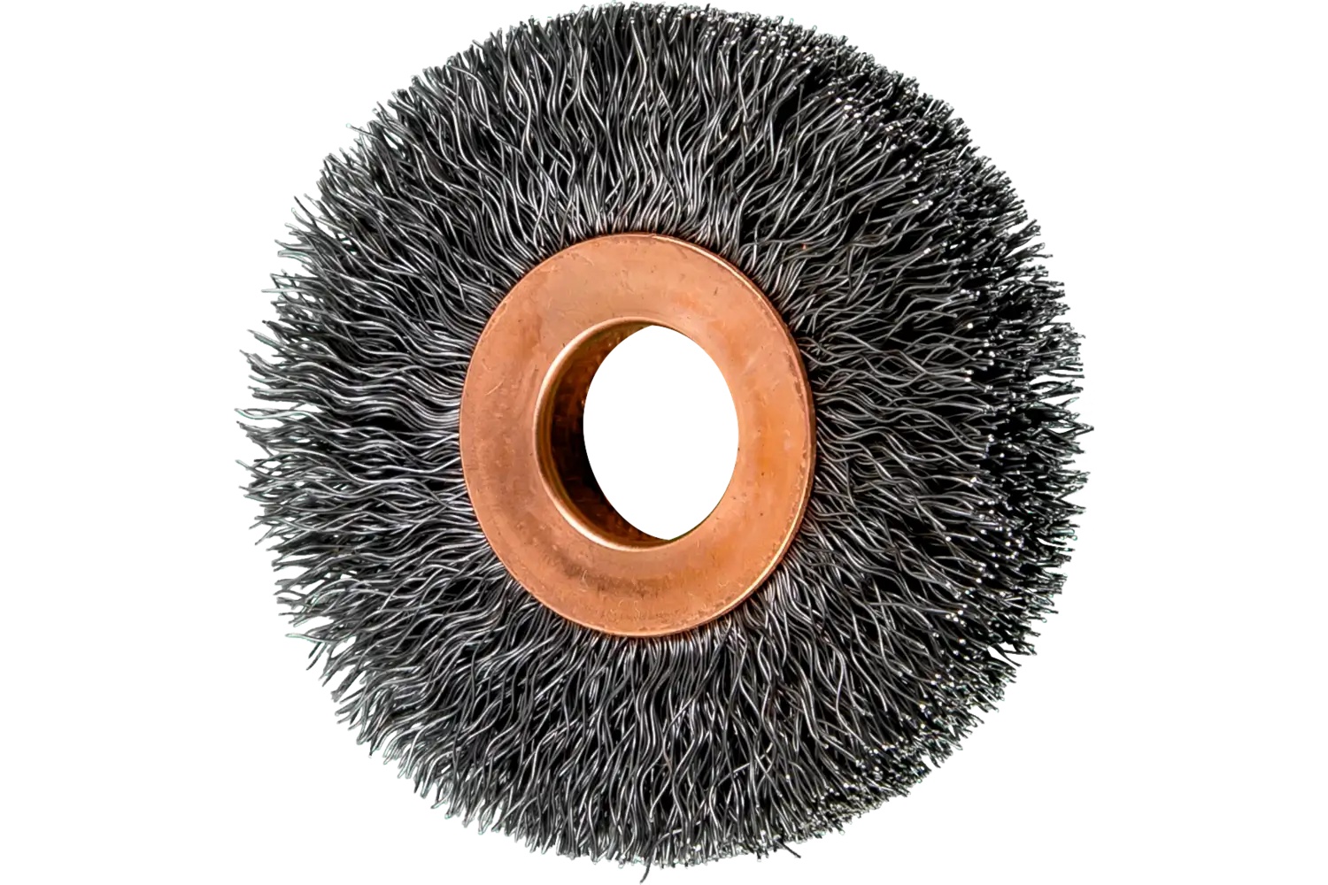 Picture of Pferd Tube Center Wire Wheel Brush 2" Dia. .008 Carbon Steel 1/2-3/8" Arbor